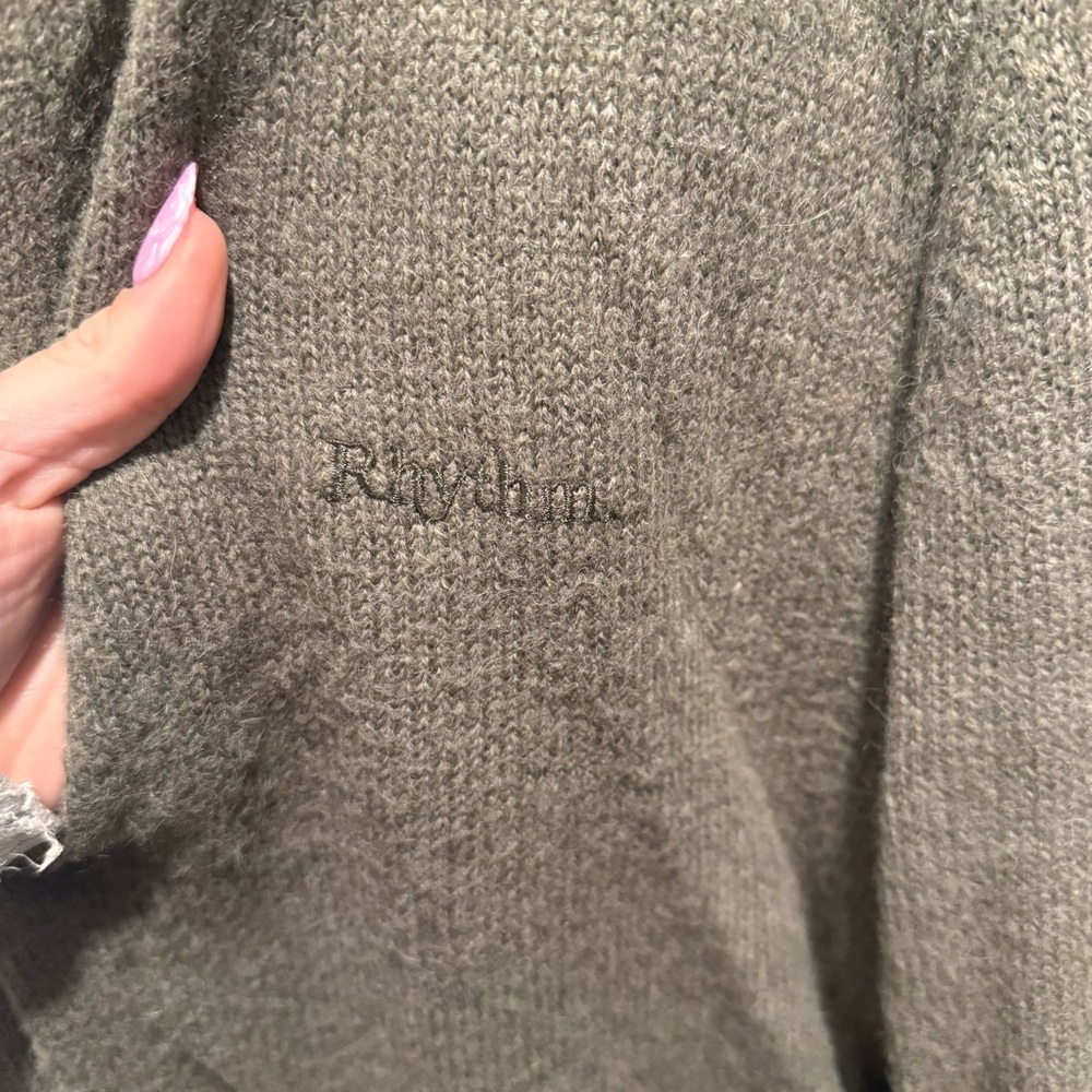 Rhythm Olive Cardigan Sweater - Picture 3 of 4